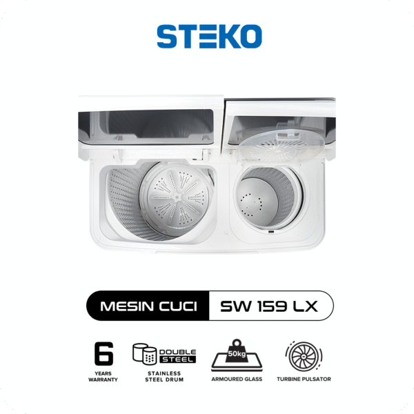 STEKO - Mesin Cuci SW 159 LX Double Stainless Steel (15 KG) - Image 3