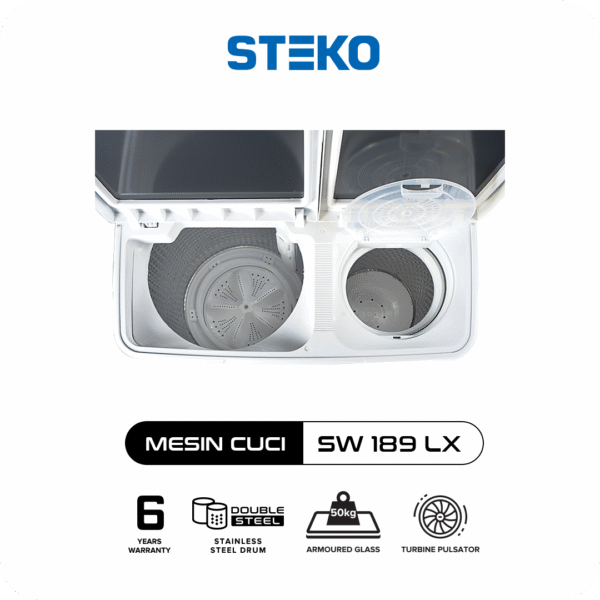 STEKO - Mesin Cuci SW 189 LX Double Stainless Steel (18 KG) - Image 3