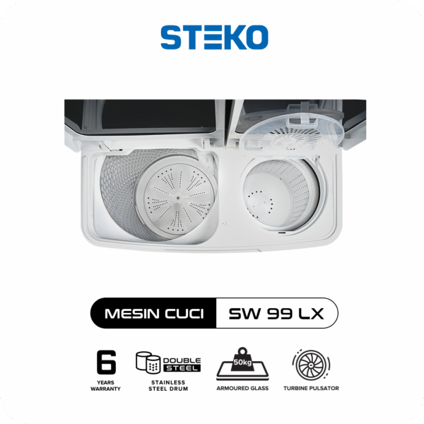 STEKO - Mesin Cuci SW 99 LX Double Stainless Steel (9 KG) - Image 3