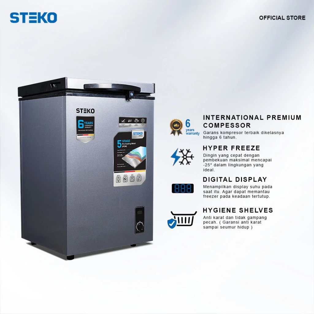 STEKO - Chest Freezer BF 110 RS EU (100 Liter) Led Display