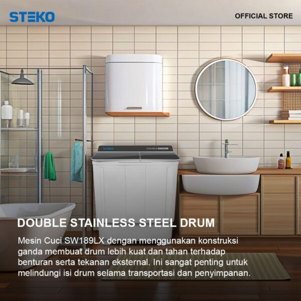 STEKO - Mesin Cuci SW 189 LX Double Stainless Steel (18 KG) - Image 3