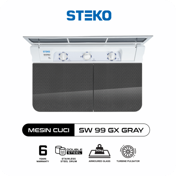 STEKO - Mesin Cuci SW 99 GX Tempered Glass (9 KG) - Image 4
